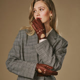 Alexis (cognac) - Klassieke lamsleren autohandschoen met touchscreen-functie