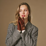 Alexis (cognac) - Klassieke lamsleren autohandschoen met touchscreen-functie