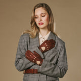 Alexis (cognac) - Klassieke lamsleren autohandschoen met touchscreen-functie