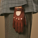 Alexis (cognac) - Klassieke lamsleren autohandschoen met touchscreen-functie