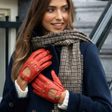 Alexis (rood) - Klassieke lamsleren autohandschoen met touchscreen-functie