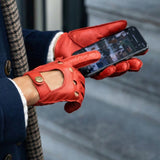 Alexis (rood) - Klassieke lamsleren autohandschoen met touchscreen-functie
