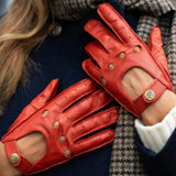 Alexis (rood) - Klassieke lamsleren autohandschoen met touchscreen-functie