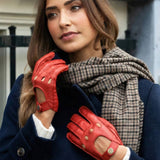 Alexis (rood) - Klassieke lamsleren autohandschoen met touchscreen-functie