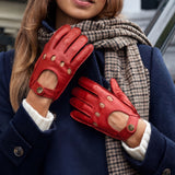 Alexis (rood) - Klassieke lamsleren autohandschoen met touchscreen-functie