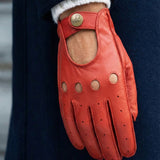 Alexis (rood) - Klassieke lamsleren autohandschoen met touchscreen-functie