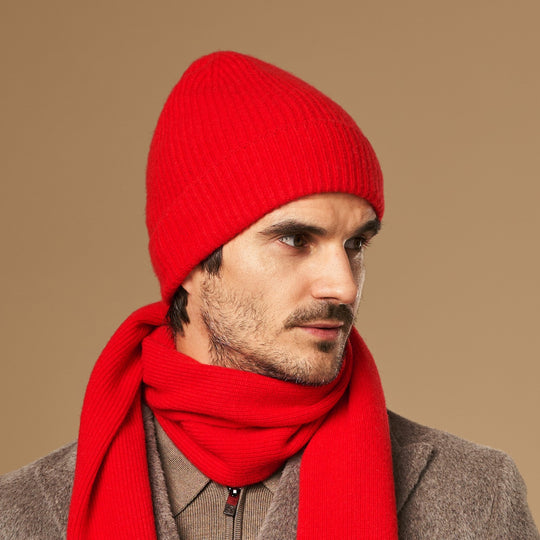 Mischa (rood) - Premium beanie van zachte Merino wol (unisex)