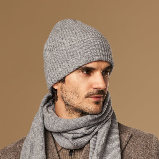 Mischa (grijs) - Premium beanie van zachte Merino wol (unisex)