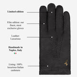 Benedict (zwart) – Exclusieve heren handschoenen van pekari leer met luxe kasjmier voering