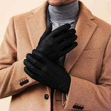 Benedict (zwart) – Exclusieve heren handschoenen van pekari leer met luxe kasjmier voering