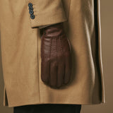 Charles (bruin) – Luxe Amerikaanse hertenleren heren handschoenen met warme kasjmier voering