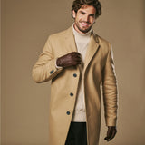 Charles (bruin) – Luxe Amerikaanse hertenleren heren handschoenen met warme kasjmier voering