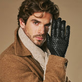Frederick (zwart) – Heren handschoenen met basketweave-patroon, wollen voering en touchscreen-functie