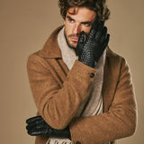 Frederick (zwart) – Heren handschoenen met basketweave-patroon, wollen voering en touchscreen-functie