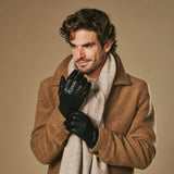 Frederick (zwart) – Heren handschoenen met basketweave-patroon, wollen voering en touchscreen-functie