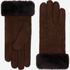 Giocante (bruin) - Suède handschoenen met luxe schapenvacht voering