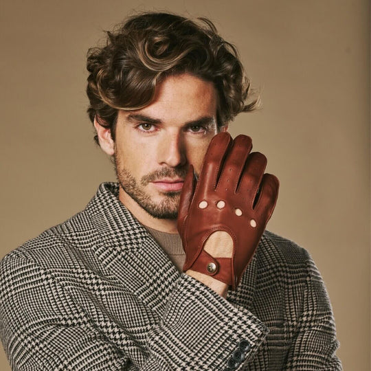 Gosling (cognac) - Klassieke lamsleren autohandschoen met touchscreen-functie