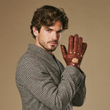 Gosling (cognac) - Klassieke lamsleren autohandschoen met touchscreen-functie