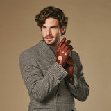 Gosling (cognac) - Klassieke lamsleren autohandschoen met touchscreen-functie