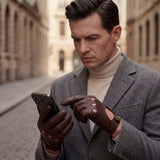 Gosling (donker bruin) - Klassieke lamsleren autohandschoen met touchscreen-functie