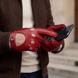 Gosling (rood) - Klassieke lamsleren autohandschoen met touchscreen-functie