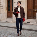 Gosling (rood) - Klassieke lamsleren autohandschoen met touchscreen-functie