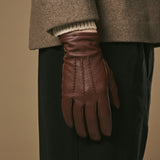 Harvey (bruin) - Geitenleren handschoenen met luxe wol voering & touchscreen-functie