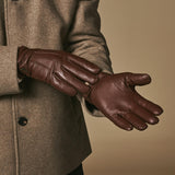 Harvey (bruin) - Geitenleren handschoenen met luxe wol voering & touchscreen-functie