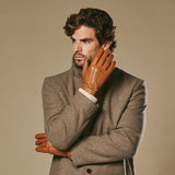 Harvey (cognac) – Geitenleren handschoenen met luxe wollen voering & touchscreen-functie