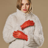 Ivy (oranje) – Dames handschoenen van nappaleer met kasjmier-wol voering en touchscreen-functie