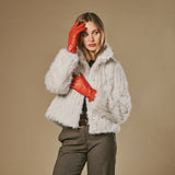 Ivy (oranje) – Dames handschoenen van nappaleer met kasjmier-wol voering en touchscreen-functie