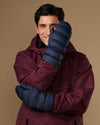 Jordan (noir / bleu) - Moufles homme imperméables en duvet et Thinsulate™ avec pouce tactile