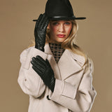 Josephine (zwart) – Dames handschoenen met basketweave-patroon, wollen voering en touchscreen-functie