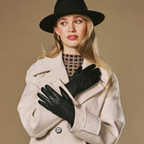 Josephine (zwart) – Dames handschoenen met basketweave-patroon, wollen voering en touchscreen-functie