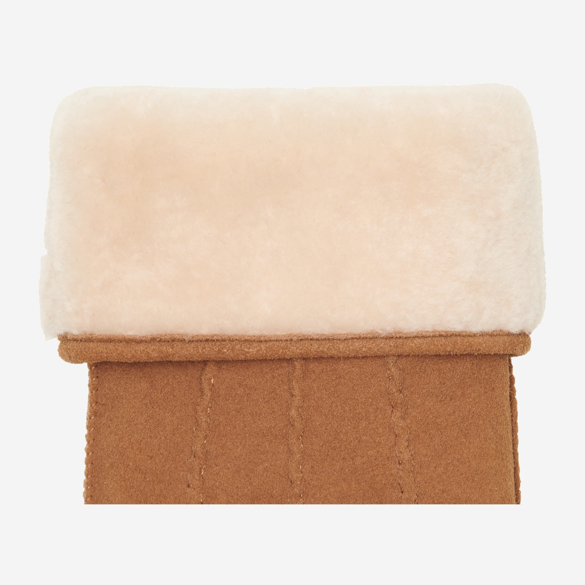 Camel suede leather glove cuff with light sheep fur lining