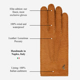 Kathleen (cognac) – Exclusieve dames handschoenen van pekari leer met kasjmier voering