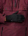 Black activity glove showing the smooth back, cuff, and textured grip at the thumb