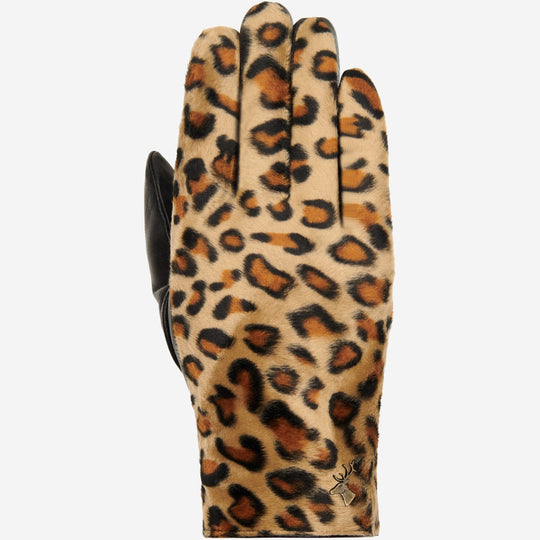 Leopard (geel) - Schapenleren handschoenen met warme fleece voering & touchscreen-functie