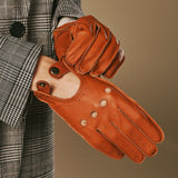 Marley (cognac) - Luxe autohandschoenen van Amerikaans hertenleer