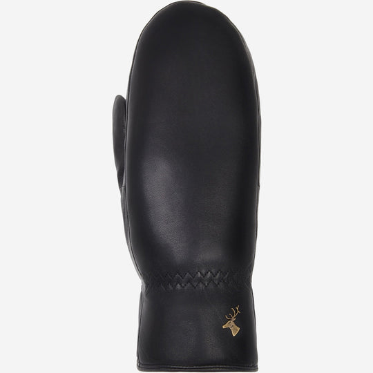 Mia (zwart) - Stijlvolle leren wanten met luxe lamswollen voering & touchscreen-functie