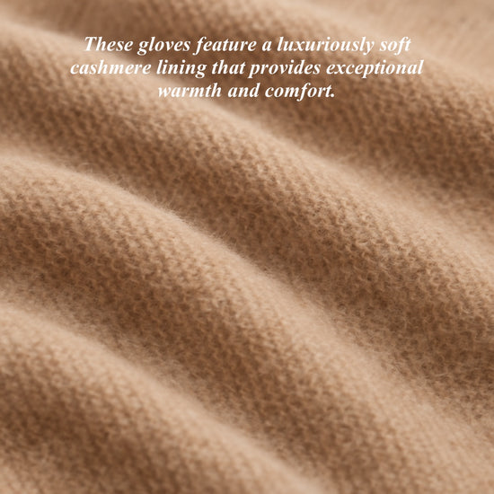 Beige cashmere lining fabric detail inside a glove cuff