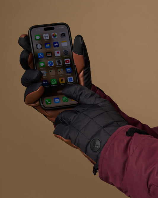 Quinn (braun / schwarz) - Wasserdichte Herrenhandschuhe mit Daunen, Thinsulate™ und Touchscreen-Funktion