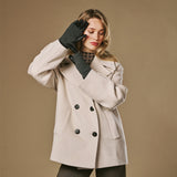 Riley (zwart) - Schapenleren handschoenen met gebreide manchet & touchscreen-functie