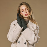 Riley (zwart) - Schapenleren handschoenen met gebreide manchet & touchscreen-functie