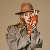 Robyn (cognac) - Luxe vingerloze autohandschoenen van Amerikaans hertenleer