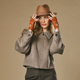 Robyn (cognac) - Luxe vingerloze autohandschoenen van Amerikaans hertenleer