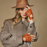 Robyn (cognac) - Luxe vingerloze autohandschoenen van Amerikaans hertenleer