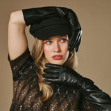 Rosemary (zwart) – Extra lange dames handschoenen van lamsleer met zijden voering en touchscreen-functie