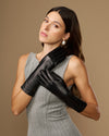 Rosemary Mid-forearm (black) - Women's lambskin leather gloves with silk lining & touchscreen feature