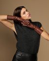 Rosemary Mid-forearm (chocolate brown) - Women's lambskin leather gloves with silk lining & touchscreen feature